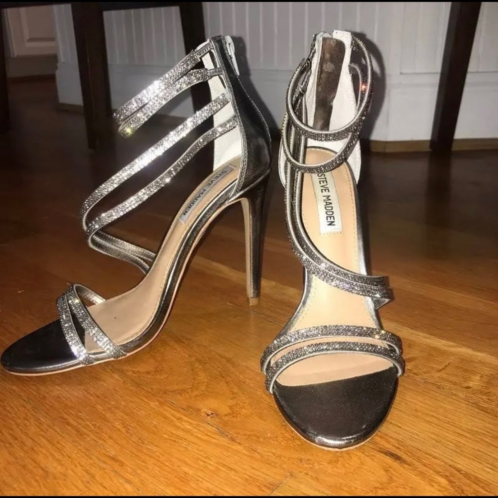 Steve Madden Silver Strappy Heels (worn once)
